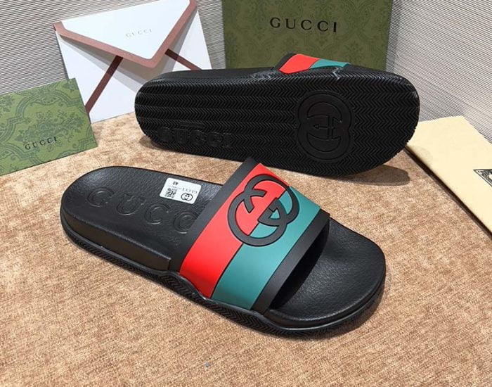 Dép Gucci Interlocking G Slide Red and Blue