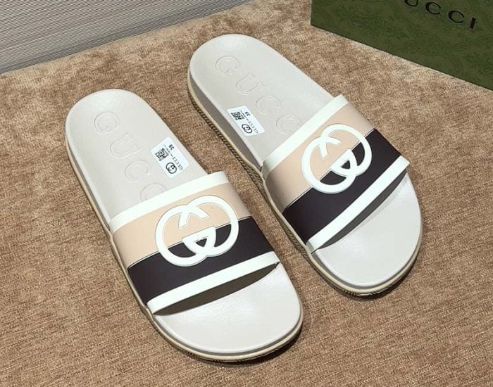 Dép Gucci Interlocking G Slide White