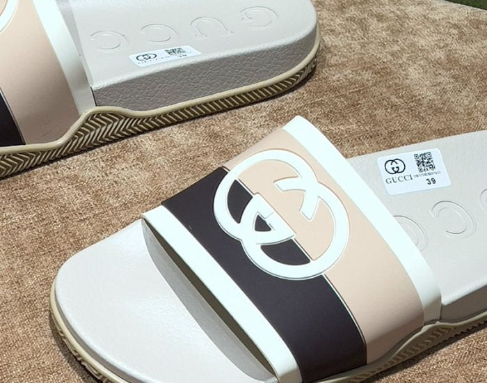 Dép Gucci Interlocking G Slide White