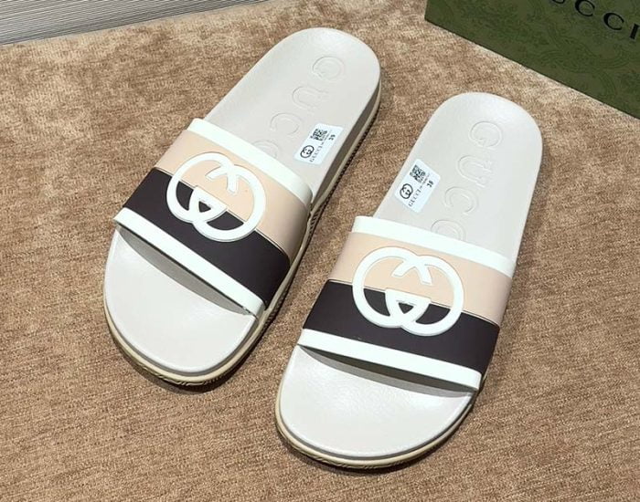 Dép Gucci Interlocking G Slide White