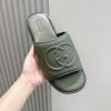 Dép Gucci nam quai ngang màu rêu quai logo chữ