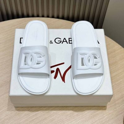 Dép nam Dolce Gabbana full trắng logo chìm