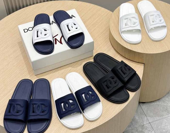 Dép nam Dolce Gabbana full trắng logo chìm