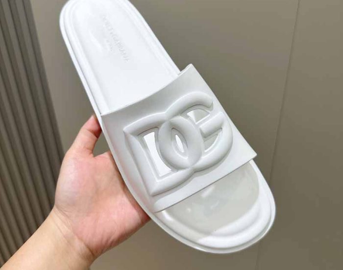 Dép nam Dolce Gabbana full trắng logo chìm