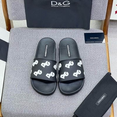 Dép nam Dolce Gabbana họa tiết logo chữ trắng