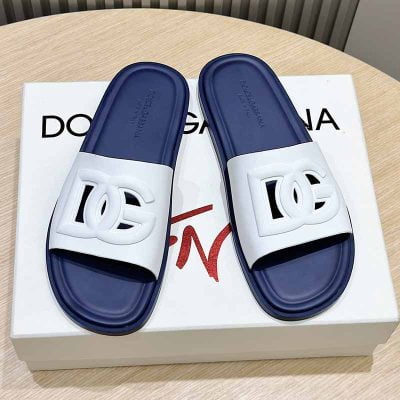 Dép nam D&G siêu cấp quai trắng lót xanh logo chìm