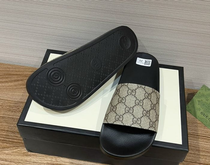 Dép nam Gucci Slide Grey Monogram