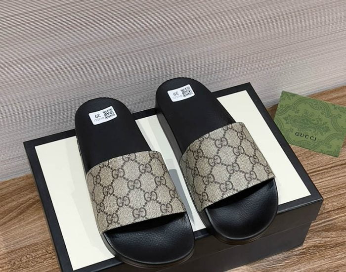 Dép nam Gucci Slide Grey Monogram