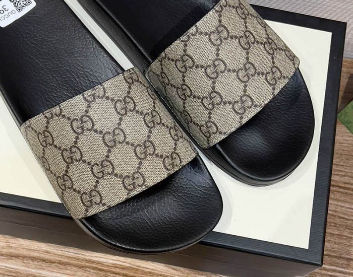 Dép nam Gucci Slide Grey Monogram