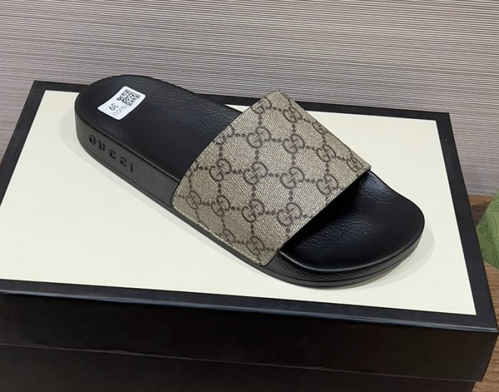 Dép nam Gucci Slide Grey Monogram