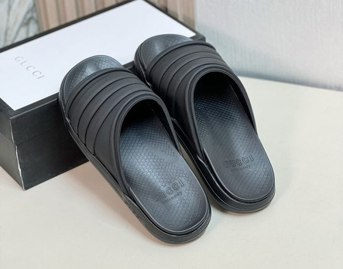 Dép nam Gucci siêu cấp Web Slide Sandal Full đen