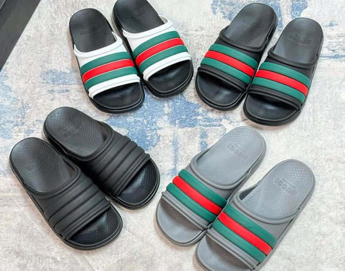 Dép nam Gucci siêu cấp Web Slide Sandal Full đen