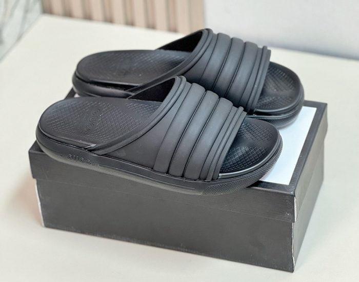Dép nam Gucci siêu cấp Web Slide Sandal Full đen