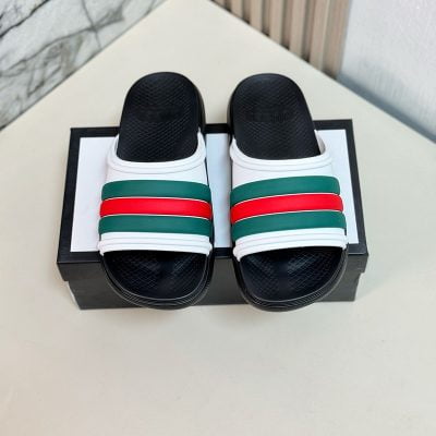 Dép nam Gucci Web Slide Sandal trắng xanh