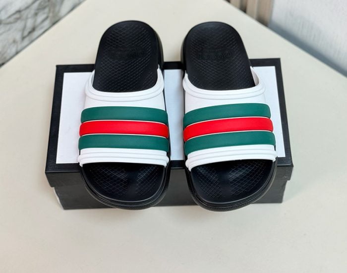 Dép nam Gucci Web Slide Sandal trắng xanh