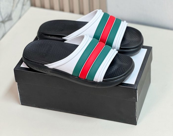 Dép nam Gucci Web Slide Sandal trắng xanh