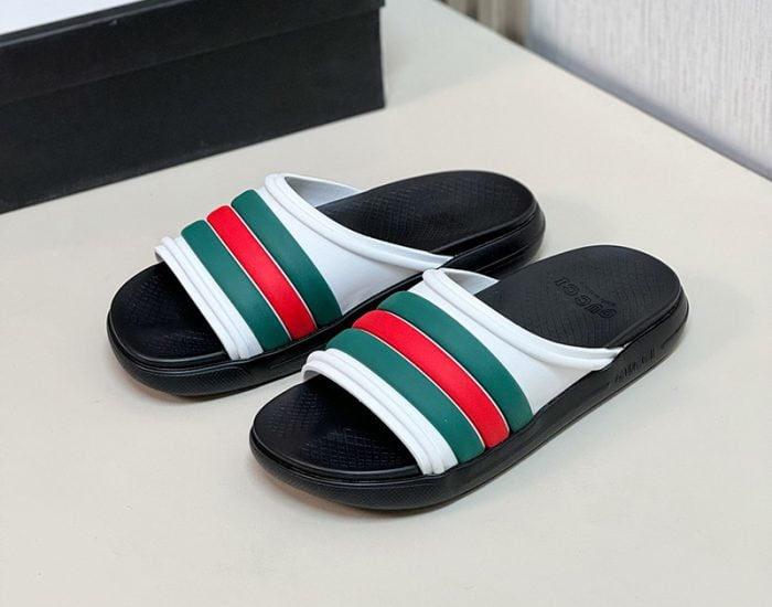 Dép nam Gucci Web Slide Sandal trắng xanh