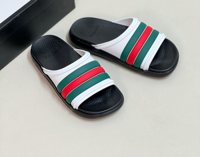 Dép nam Gucci Web Slide Sandal trắng xanh