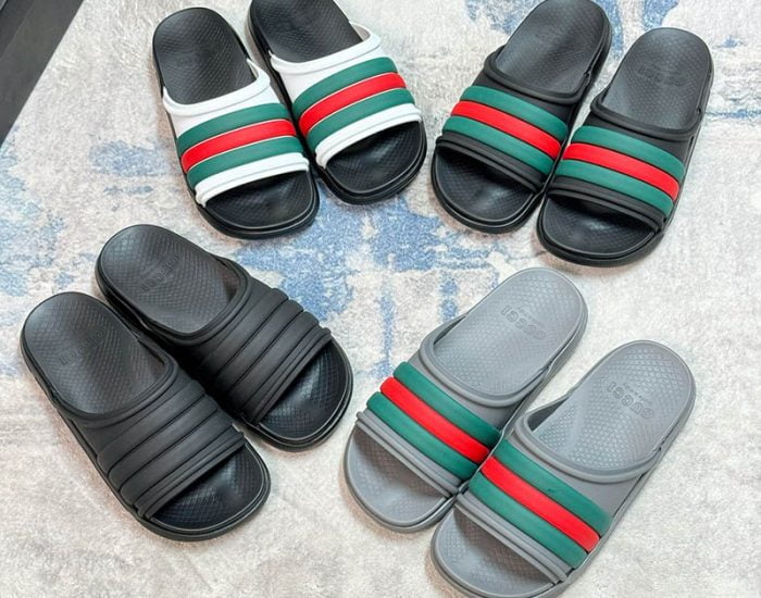 Dép nam Gucci Web Slide Sandal trắng xanh