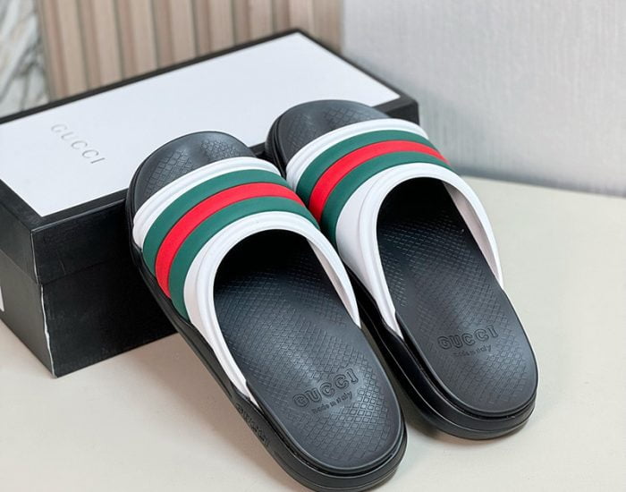 Dép nam Gucci Web Slide Sandal trắng xanh
