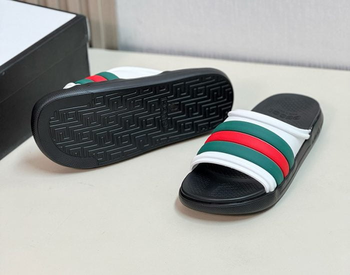 Dép nam Gucci Web Slide Sandal trắng xanh