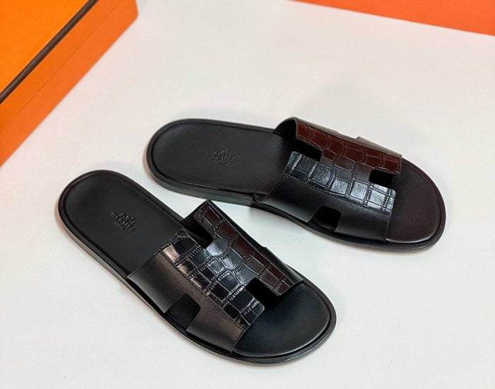 Giày nam Hermes da lì phối cá sấu Like Auth