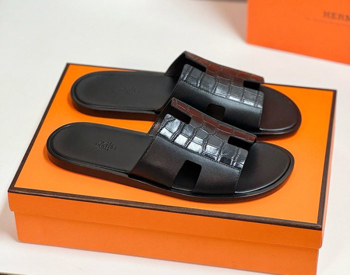 Giày nam Hermes da lì phối cá sấu Like Auth