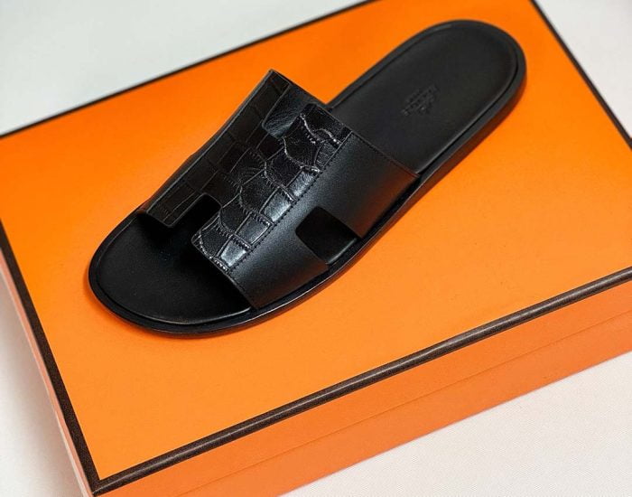 Giày nam Hermes da lì phối cá sấu Like Auth