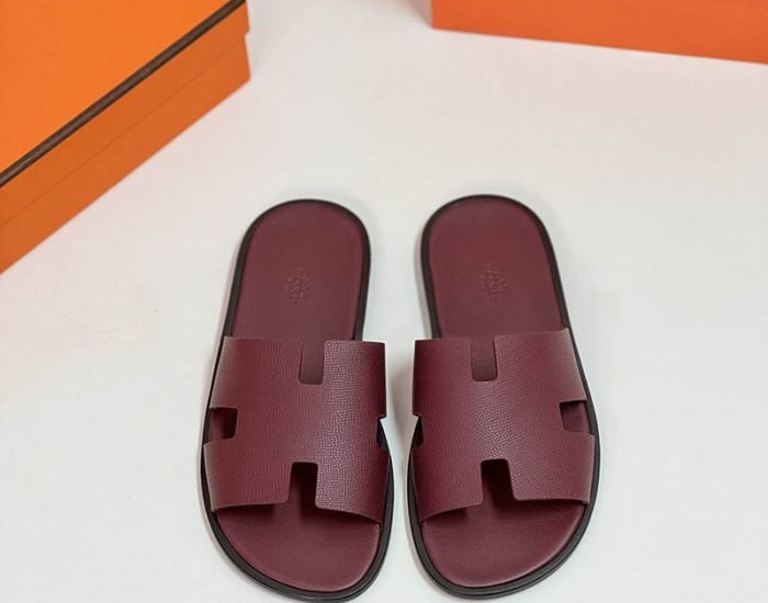 Dép nam Hermes da taiga full màu đỏ mân Like Auth