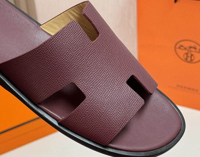 Dép nam Hermes da taiga full màu đỏ mân Like Auth