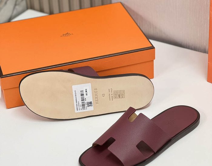 Dép nam Hermes da taiga full màu đỏ mân Like Auth