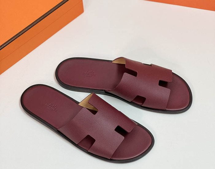 Dép nam Hermes da taiga full màu đỏ mân Like Auth