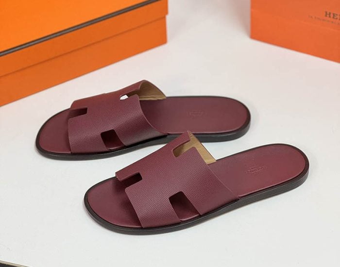 Dép nam Hermes da taiga full màu đỏ mân Like Auth