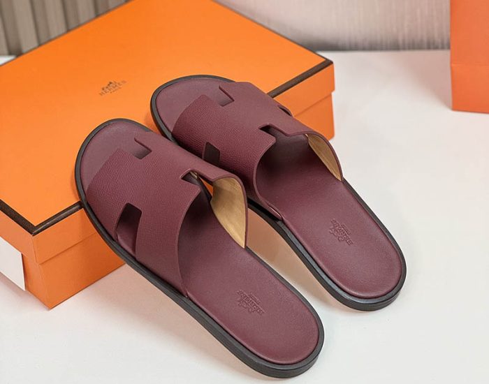 Dép nam Hermes da taiga full màu đỏ mân Like Auth