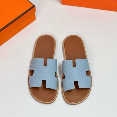 Dép nam Hermes da taiga quai xanh lót nâu Like Auth