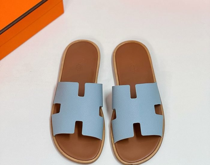 Dép nam Hermes da taiga quai xanh lót nâu Like Auth