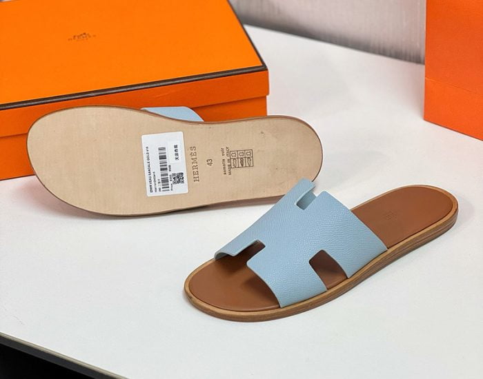 Dép nam Hermes da taiga quai xanh lót nâu Like Auth