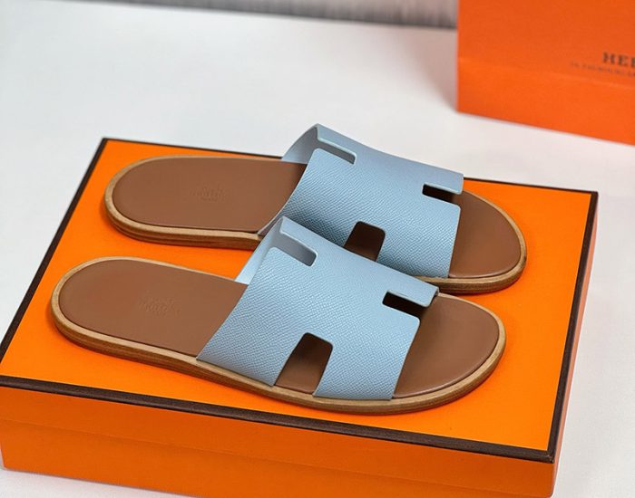 Dép nam Hermes da taiga quai xanh lót nâu Like Auth