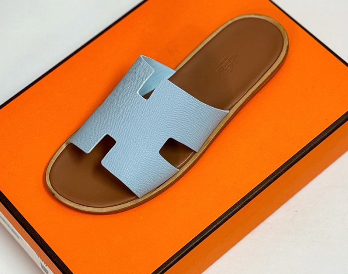 Dép nam Hermes da taiga quai xanh lót nâu Like Auth