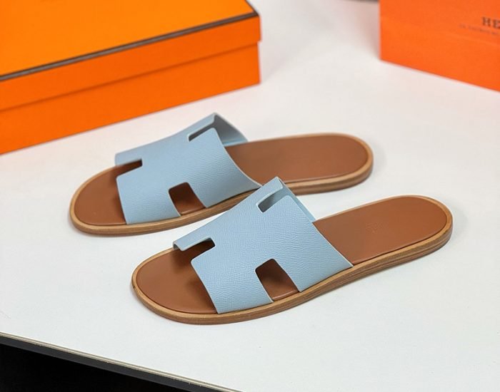 Dép nam Hermes da taiga quai xanh lót nâu Like Auth