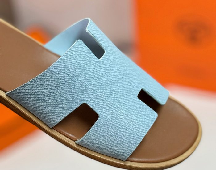 Dép nam Hermes da taiga quai xanh lót nâu Like Auth