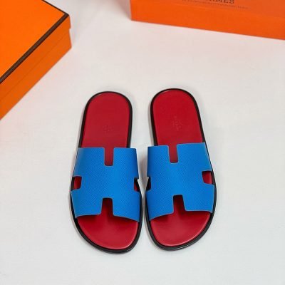 Dép nam Hermes đế gỗ lót đỏ quai xanh Like Auth