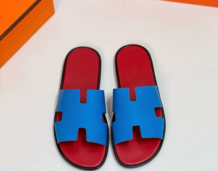 Dép nam Hermes đế gỗ lót đỏ quai xanh Like Auth
