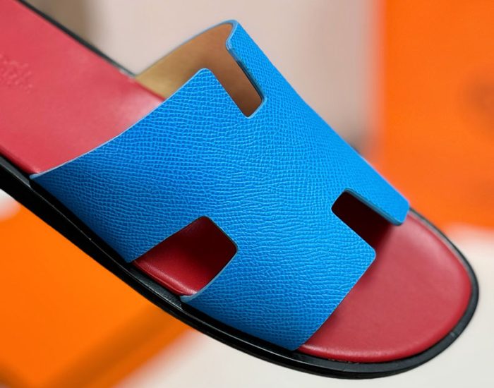 Dép nam Hermes đế gỗ lót đỏ quai xanh Like Auth