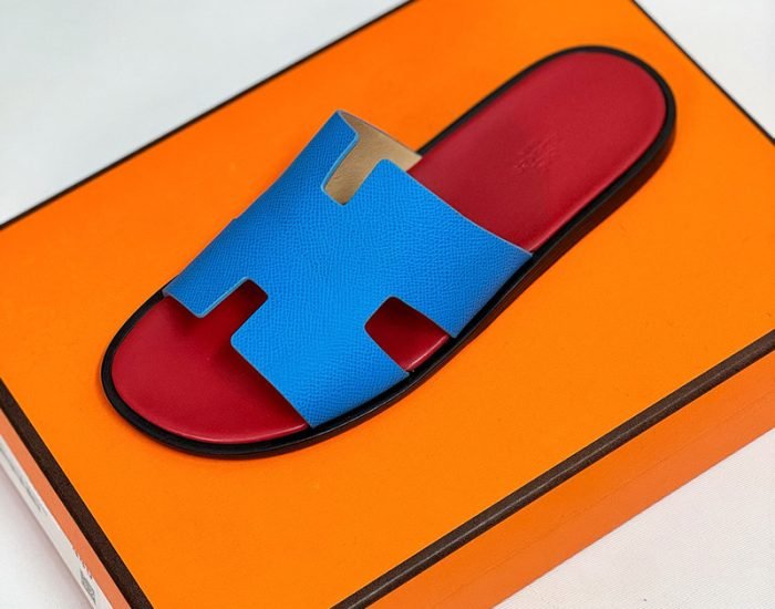 Dép nam Hermes đế gỗ lót đỏ quai xanh Like Auth