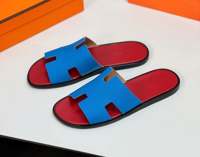 Dép nam Hermes đế gỗ lót đỏ quai xanh Like Auth