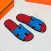 Dép nam Hermes đế gỗ lót đỏ quai xanh Like Auth