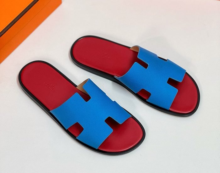 Dép nam Hermes đế gỗ lót đỏ quai xanh Like Auth
