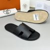 Dép nam Hermes Full đen da taiga đế gỗ Like Auth