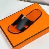 Dép nam Hermes lót cam quai đen da taiga Like Auth